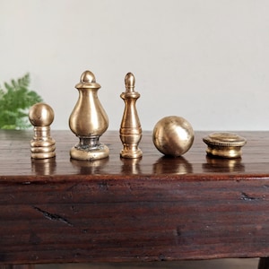 Brass Lamp Finial Ball Column Flat Cap Variety Patina