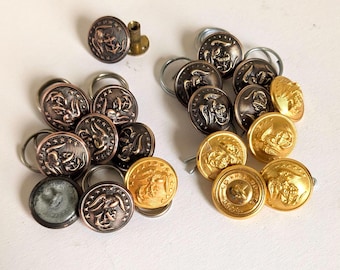 Military Button US Marine Corps USMC Brass Eagle Anchor 13 Stars Serial No 176 Cuff Link