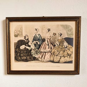 Framed Godeys Fashion Illustration Plate Victorian Print Unrivalled Colored Fashions Antique Hand Colored Engraving
