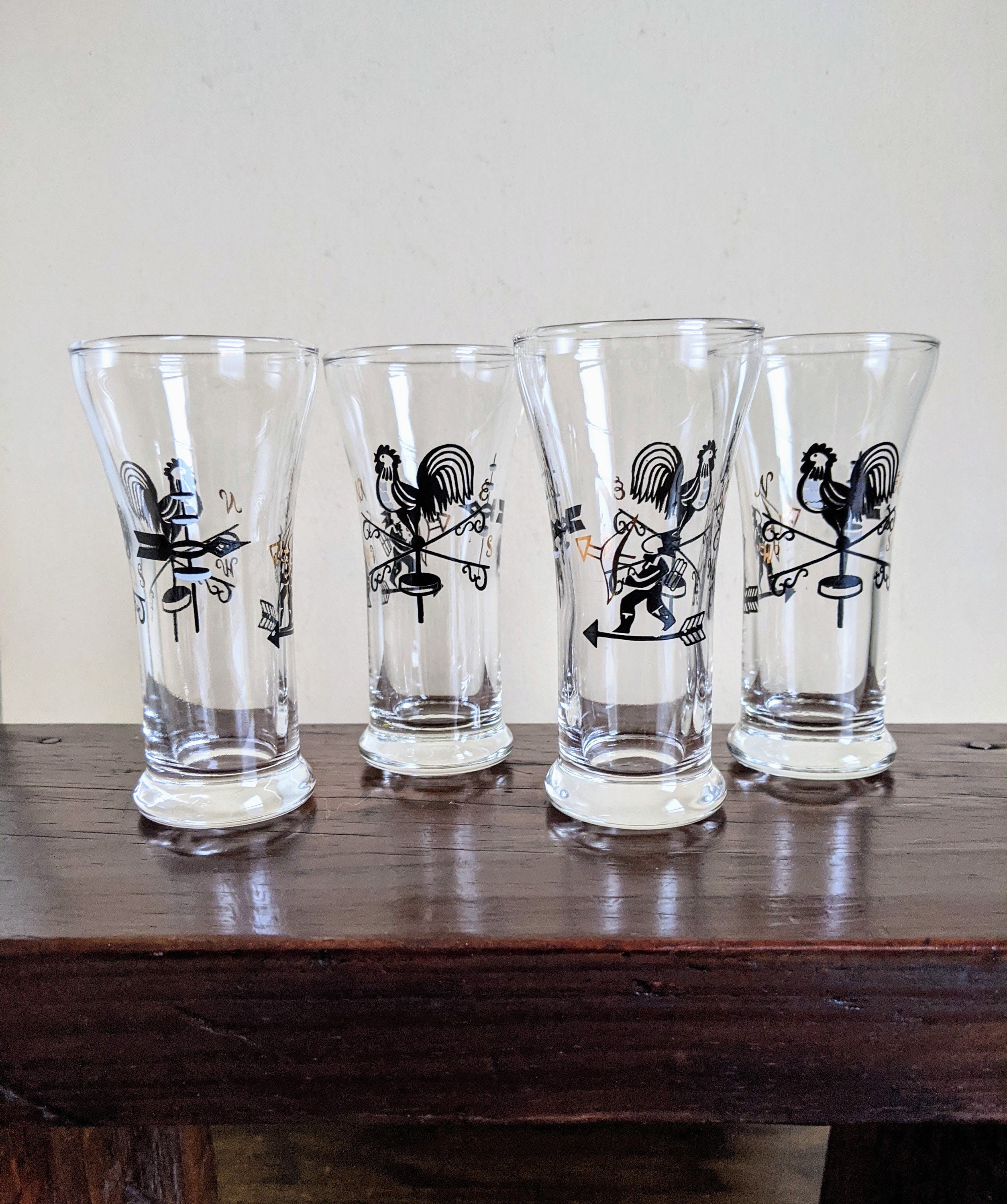 Buy Tall Shot Glass Set of Four Libbey Weathervane Rooster Archer