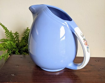 Hall China Rose Parade Sani Grid Jug 64 Oz Brocca blu Manico floreale Grandi sale Utensili da cucina di qualità superiore 1259