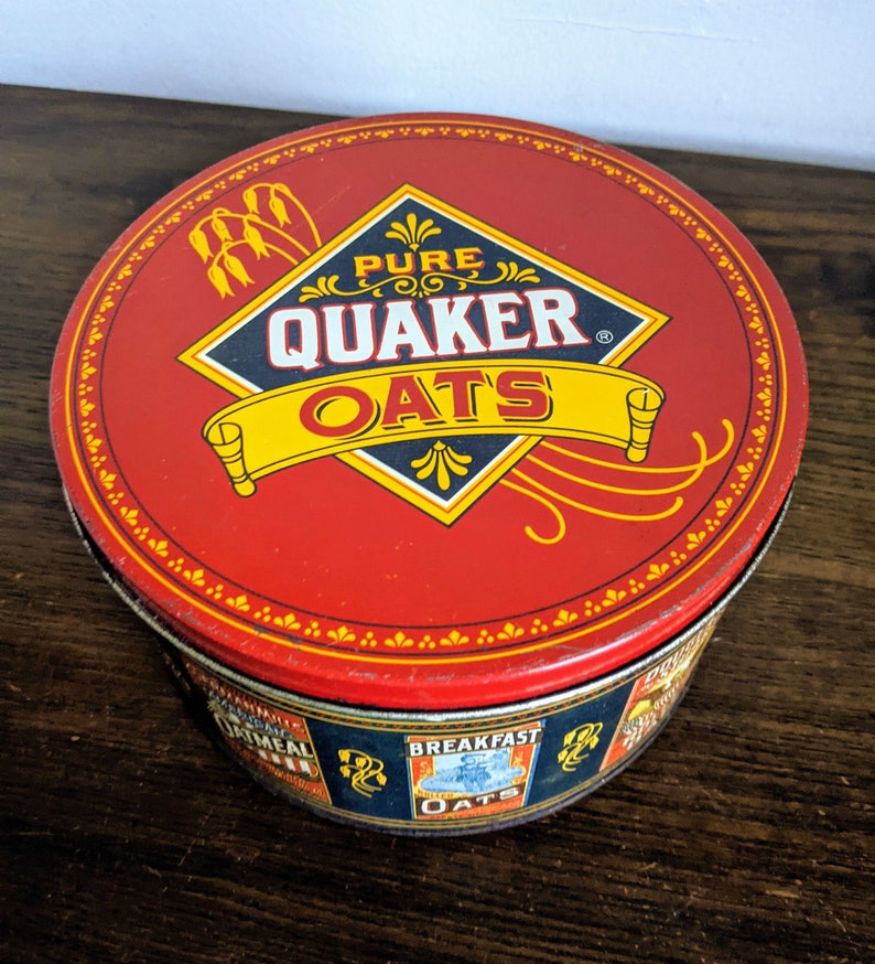Quaker Rounds Quaker Oats Tin Round 1983 Vintage Kitchen Dry Goods Storage Antique ...