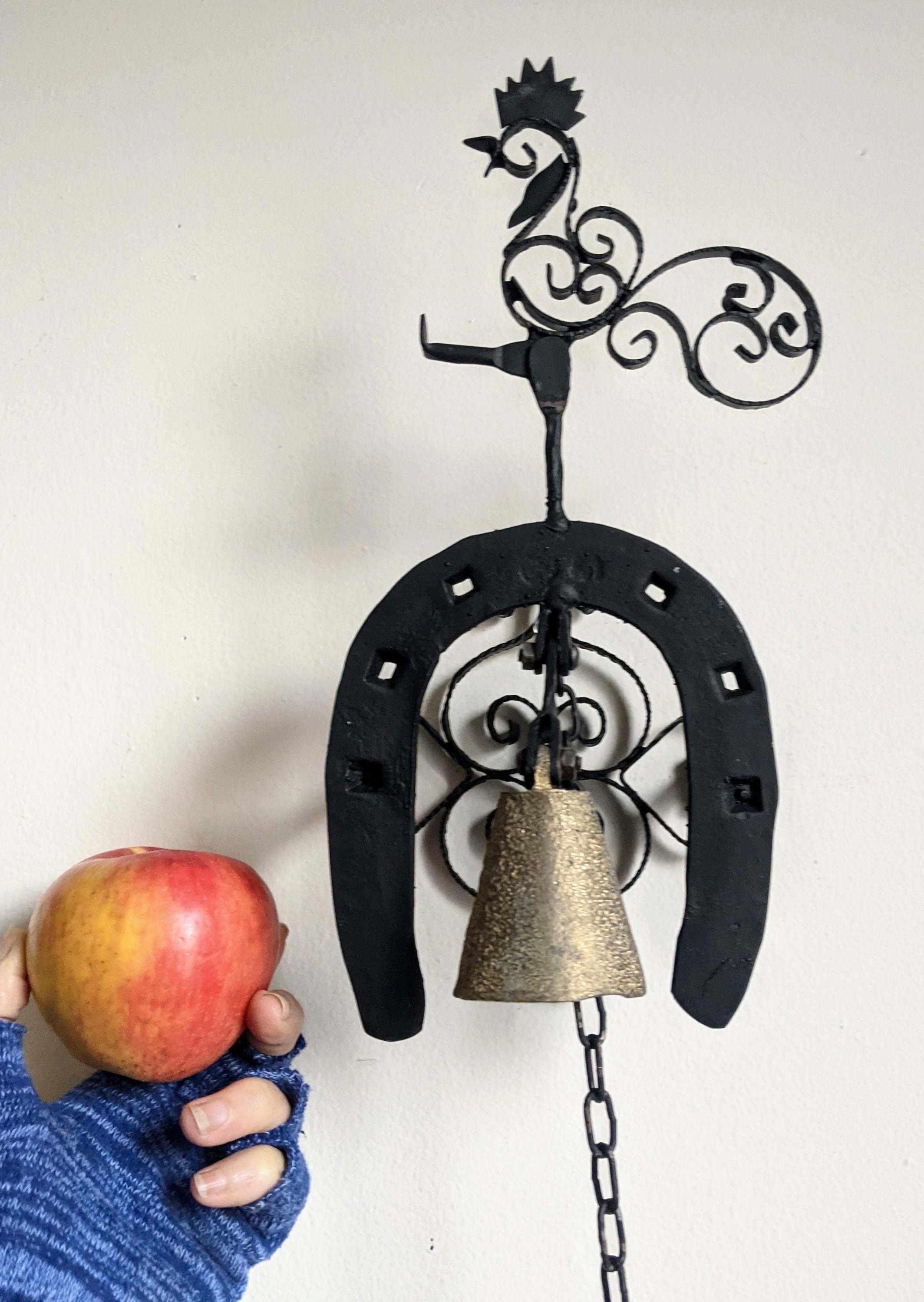 Wrought Iron Bell Yard Shop Pull Chain Door Bell Rooster Lucky Etsy