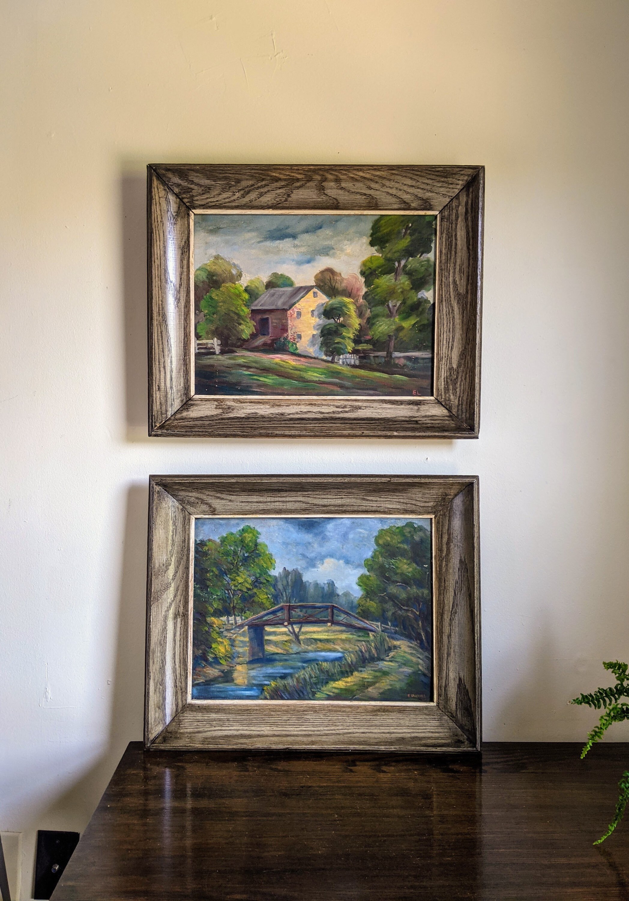 Painting Framed Landscape Painting Pair Bucks County PA Artist E Lauffer Signed Original Oil