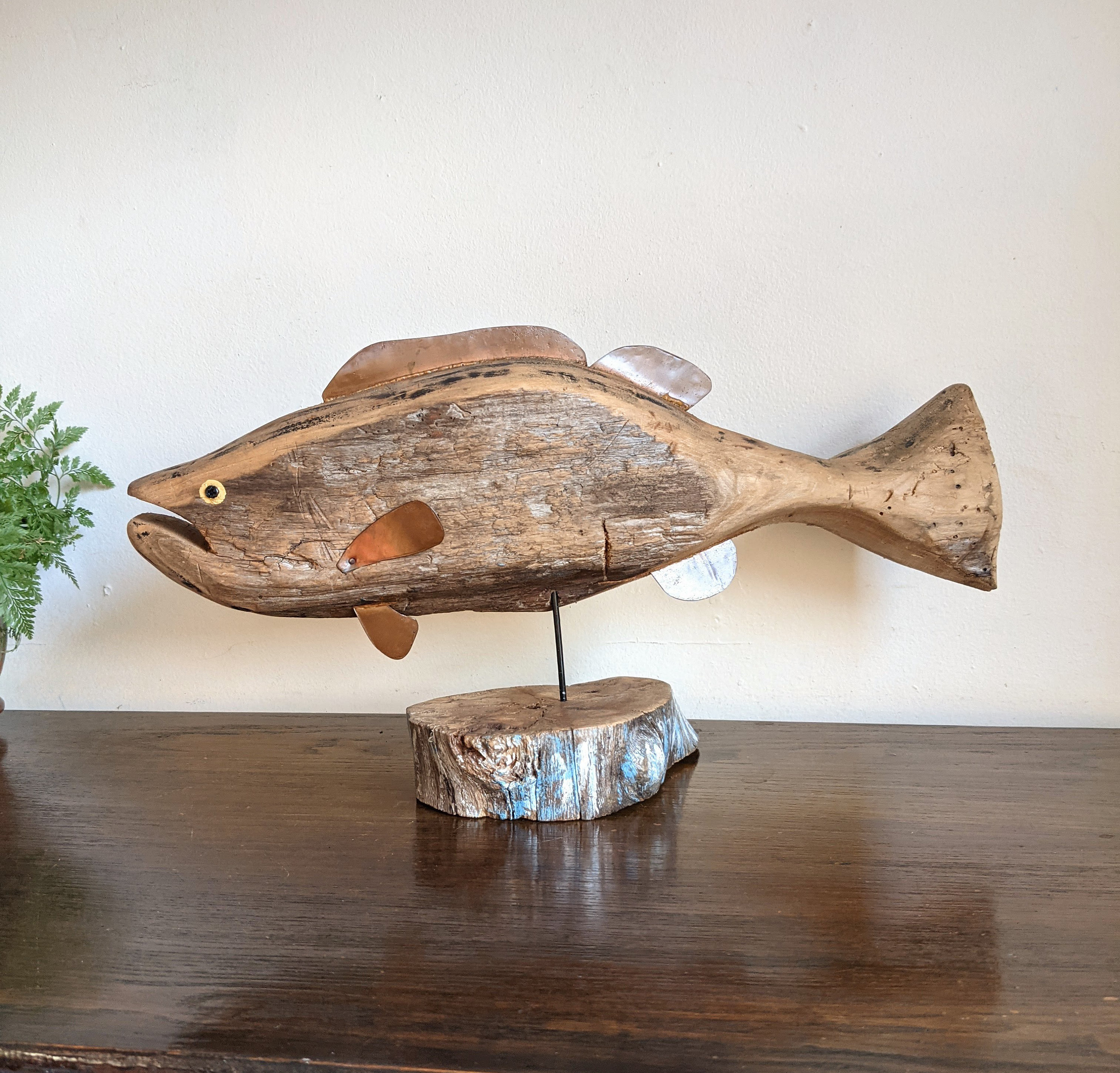 Wood Fish on Stand 