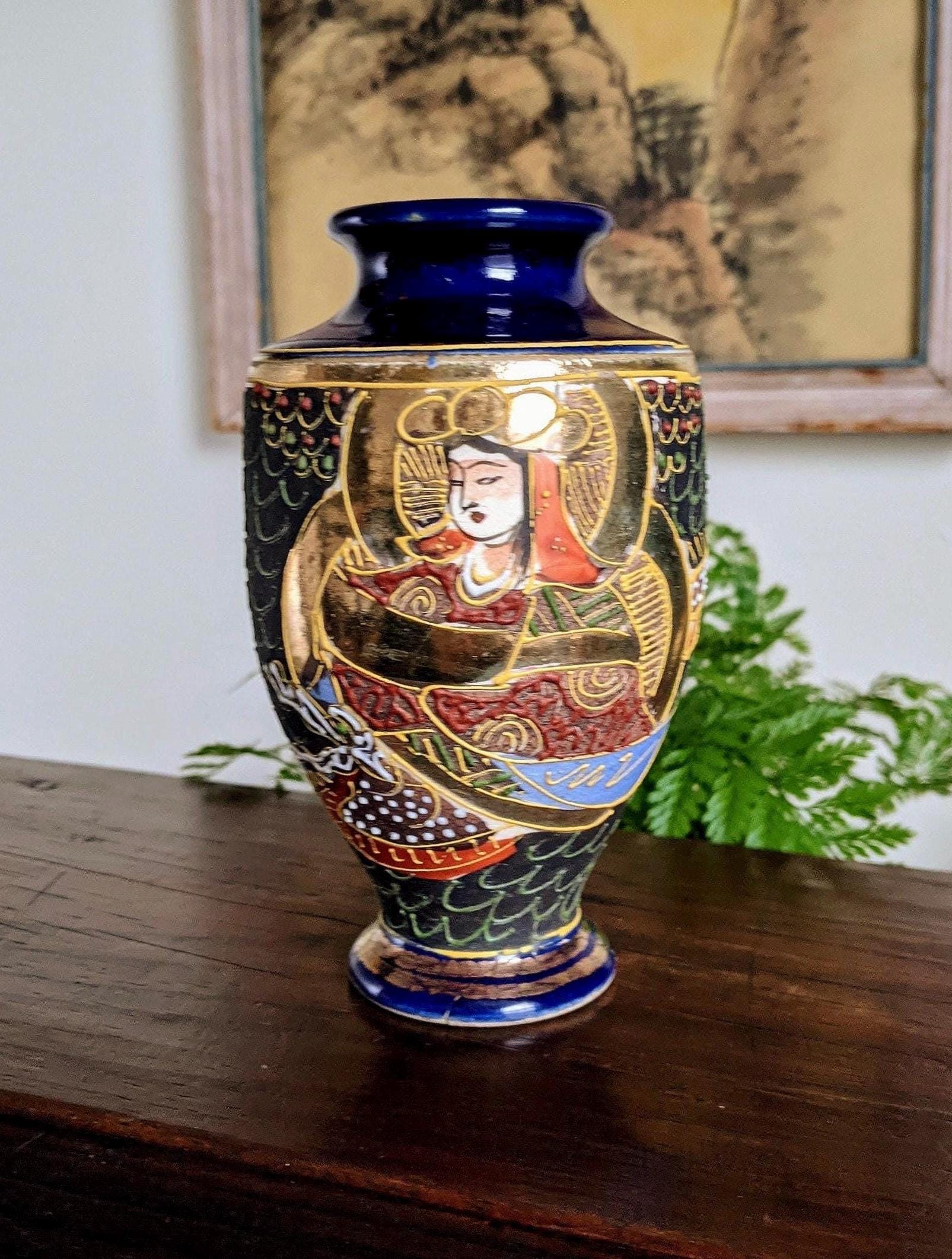 Blue satsuma vase - Etsy 日本