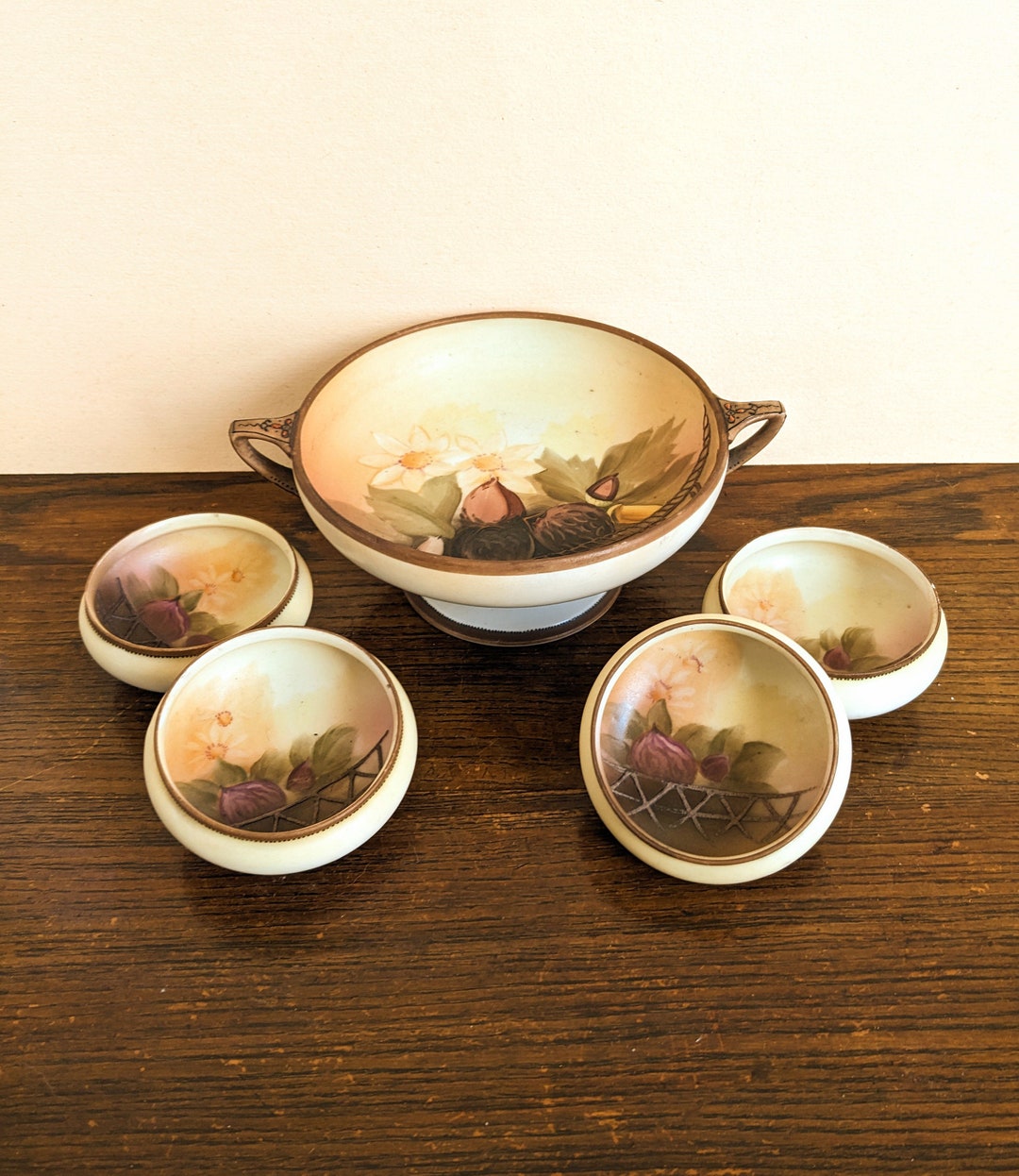 Antique Nippon Nut Bowl Set Master 4 Small Bowls Noritake Moriyama Etsy