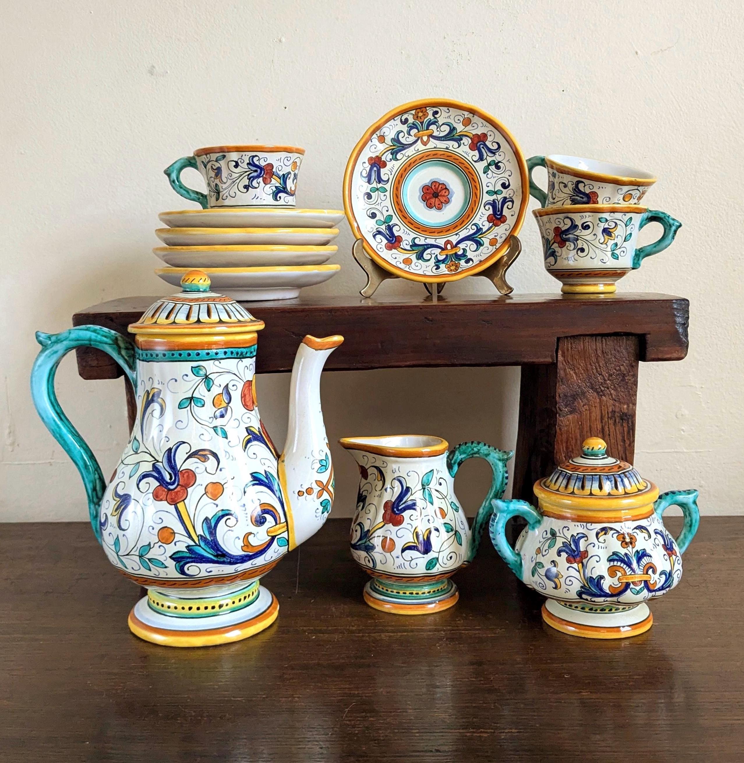 Deruta Italy Coffee Tea Set 30s Italian Ceramic for Buitoni New
