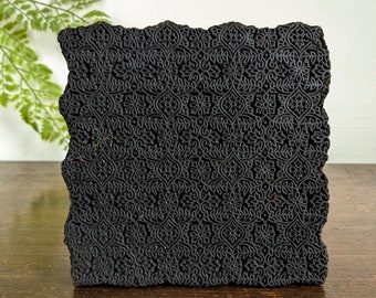 Houten drukblok India textielstof blok gesneden hout grote stempel ingewikkeld botanisch patroon