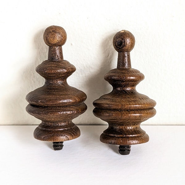 Wood Finial Pair Or Single Furniture Restoration Salvage