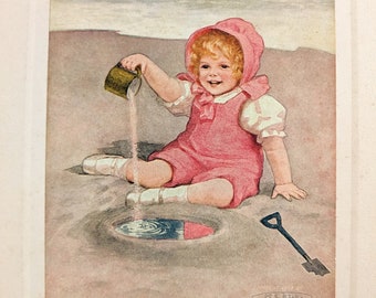 Antique Children’s Book Illustration ML Kirk Mother Goose Nursery Rhyme Little Drops of Water Maria Louise Kirk Wall Art