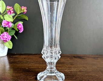 Crystal Bud Vase France Elegant Tall Pedestal Cristal D’arques Bonneval 24 Percent Lead Crystal