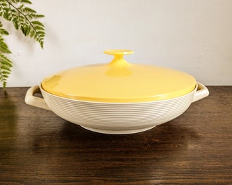 Thermo Temp Raffiaware Large Insulated Serving Bowl Handles Yellow 50s 60s Atomic Kitchen