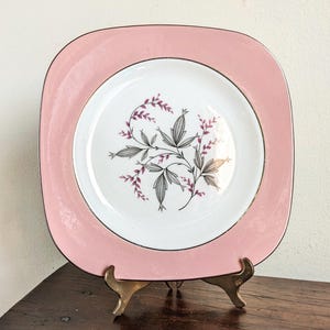 Homer Laughlin Cavalier Eggshell Barclay Pink Silver Square Salad Plates RARE HLC