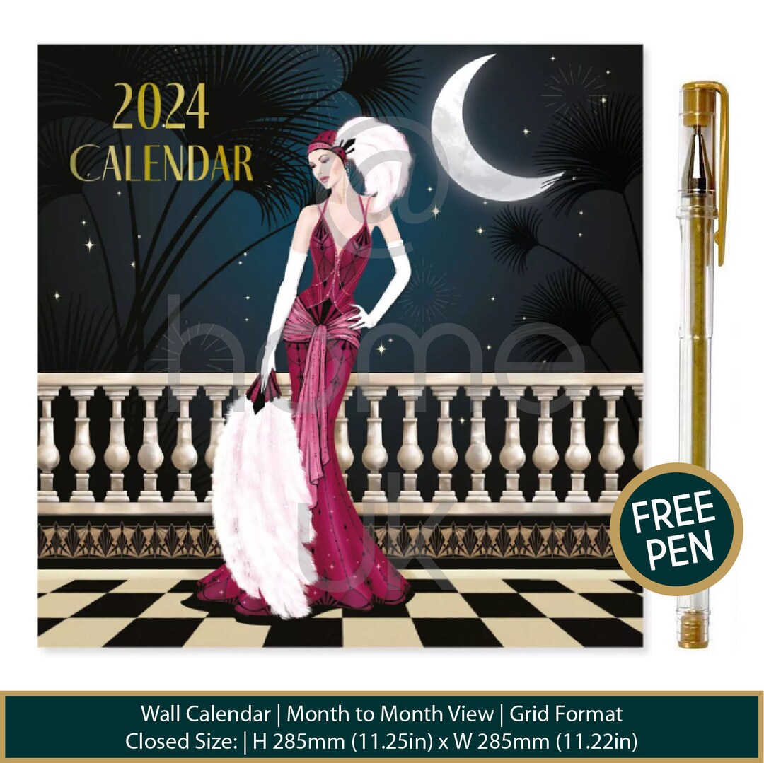 Claire Coxon 2024 Square Wall Calendar FREE GOLD PEN Grid Layout Great
