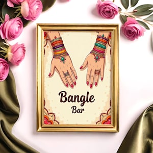 Bangle Bar Sign Bangle Station 005 | Mehndi Decor | Dholki Party Decor | Colourful Printable Table Sign | Indian Wedding Digital Download