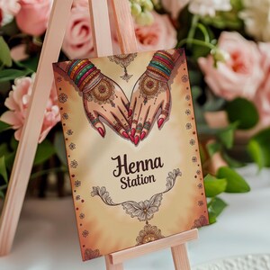 Henna Station Poster #12 Mehndi Station Table Sign | Mehndi Decor | Dholki Party Decor | Printable Table Sign | Desi Indian Wedding Download