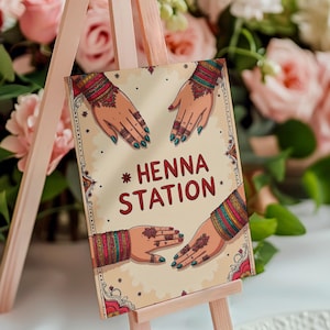 Henna Station Poster #10 Mehndi Station Table Sign | Mehndi Decor | Dholki Party Decor | Printable Table Sign | Desi Indian Wedding Download