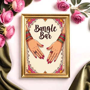 Bangle Bar Sign Bangle Station 011 | Décoration Mehndi | Décoration de fête Dholki | Plaque de table imprimable colorée | Téléchargement numérique de mariage indien