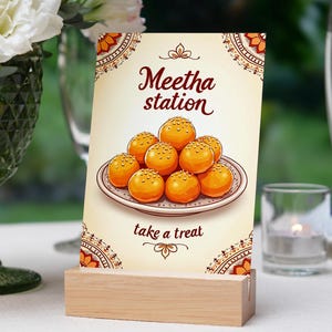 Sweet Meetha Station 004 | Mehndi Decor | Dholki Party Decor | Colourful Printable Food Table Sign | Indian Desi Wedding Digital Download
