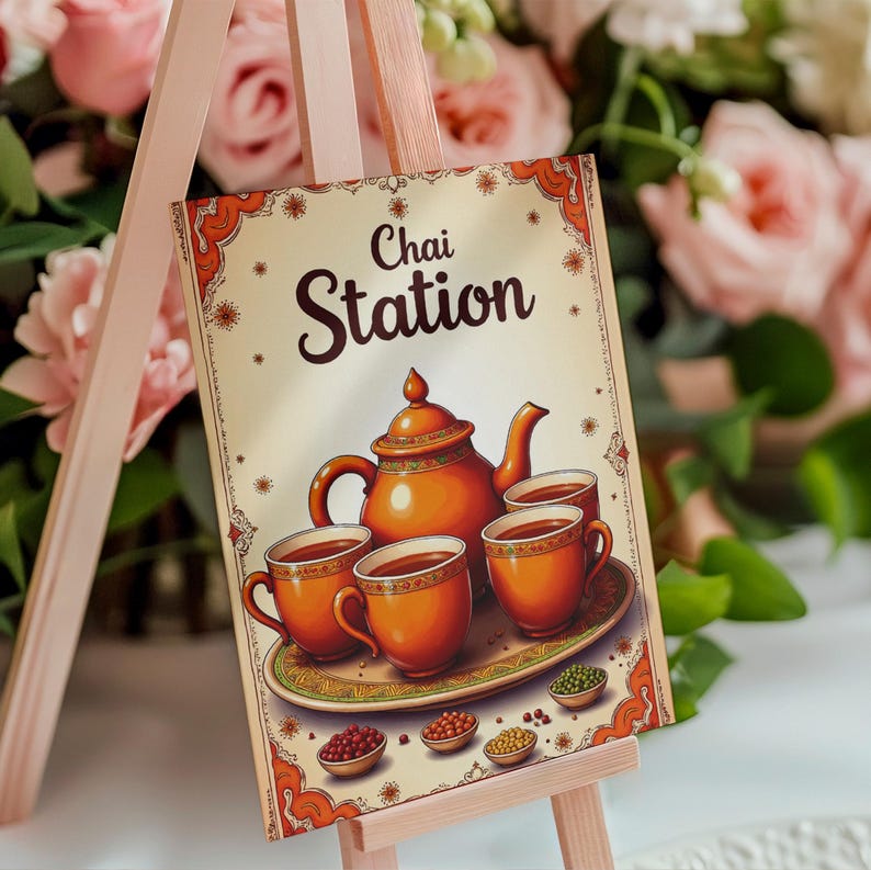 Chai Station Sign: Mehndi Decor, Indian Wedding Printable (digital ...