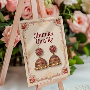 Jhumka Gira Re #1 | Signalétique Jhumka | Décoration Haldi Mehndi Décoration de fête Dholki | Desi mariage boucle d'oreille cadeau téléchargement immédiat imprimable