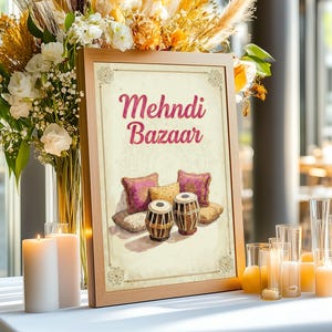 Mehndi Bazaar-bord #3 | Mehndi teken Mehndi decor Dholki decor Mehendi welkom Indiase bruiloft afdrukbare digitale download | Klassieke collectie