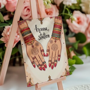 Henna Station Poster #7 Mehndi Station Table Sign | Mehndi Decor | Dholki Party Decor | Printable Table Sign | Desi Indian Wedding Download