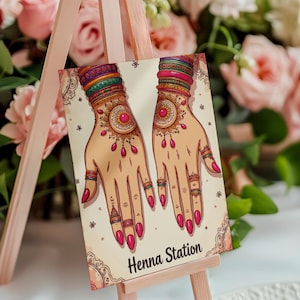 Henna Station Poster #13 Mehndi Station Table Sign | Mehndi Decor | Dholki Party Decor | Printable Table Sign | Desi Indian Wedding Download