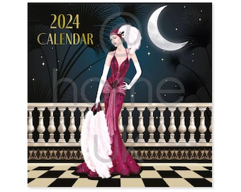 DISCOUNTED Claire Coxon 2024 Square Wall Calendar | Grid Layout | Great Gift | Art Deco | Robert Frederick