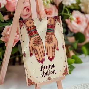 Henna Station Poster #11 Mehndi Station Table Sign | Mehndi Decor | Dholki Party Decor | Printable Table Sign | Desi Indian Wedding Download