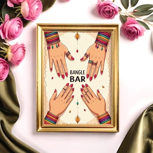 Bangle Bar Sign Bangle Station 004 | Mehndi Decor | Dholki Party Decor | Colourful Printable Table Sign | Indian Wedding Digital Download