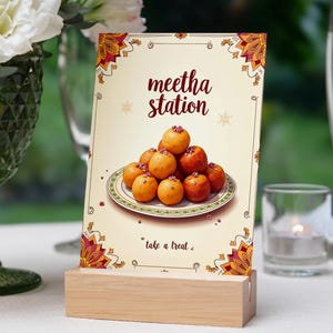 Sweet Meetha Station 002 | Mehndi Decor | Dholki Party Decor | Colourful Printable Food Table Sign | Indian Desi Wedding Digital Download