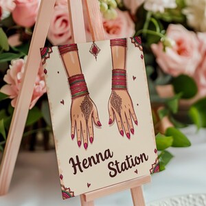 Henna Station Poster #14 Mehndi Station Table Sign | Mehndi Decor | Dholki Party Decor | Printable Table Sign | Desi Indian Wedding Download