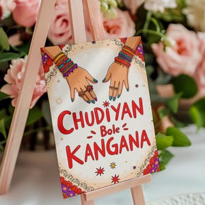 Bole Chudiyan Bole Kangana Bangle Station Sign 008 | Mehndi Decor | Dholki Party Decor | Printable Table Sign | Desi Indian Wedding Download
