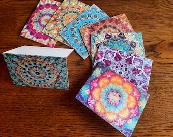 Assorted Note Cards - Mandala Tie Dye - 5.5" x 4" - Blank Inside - 8 Different Designs