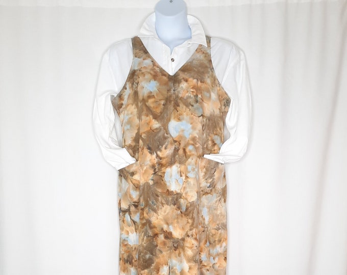 Size Large - Tie Dye Linen Blend Jumper Midi/Maxi Dress with Pockets!