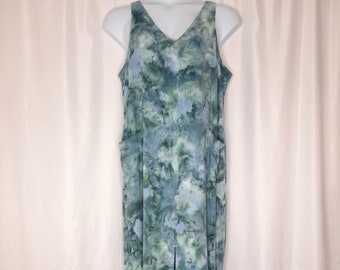 Size Large - Tie Dye Linen blend Jumper Maxi Dress with Pockets!