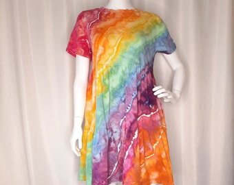 Size Medium -Tie Dye Dress with POCKETS - Rainbow