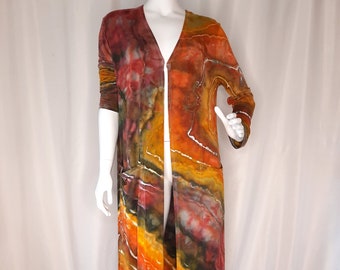Size L/XL - Tie Dye Long Cardigan Duster - with Pockets!