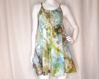 Size Small -Tie Dye Dress with POCKETS and braided straps