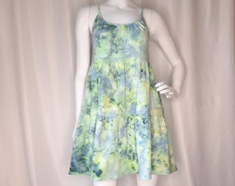 Size Small -Tie Dye Dress with POCKETS and braided straps