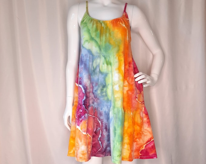 Size Medium -Tie Dye Dress with POCKETS and braided straps