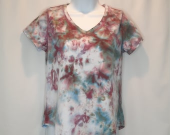 Size XSmall - Tie Dye Tshirt - Ice Dye - Purple Gray Green