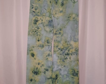 Size Medium Tie Dye Yoga Pants - Ice Dyed in Greens and Blues