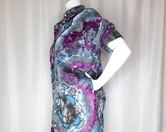 Size Medium - Tie Dye Shirt Dress - Short Sleeves - with Pockets!