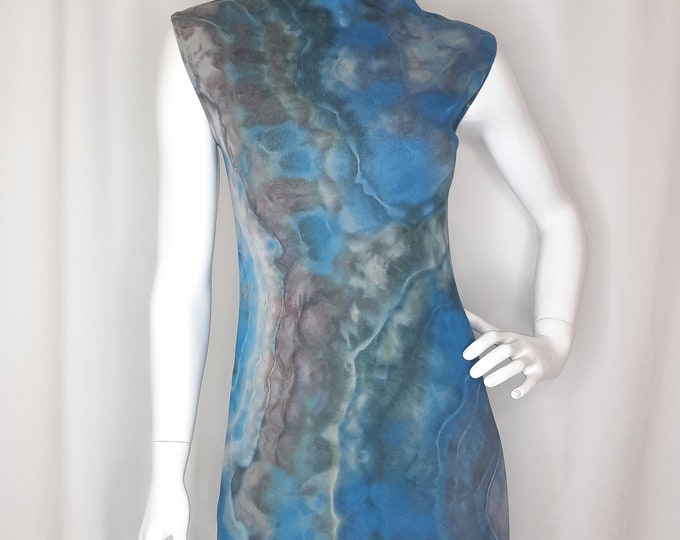 Size Small - Tie Dye Dress - Mock Turtle Neck Rib Knit Mini Dress