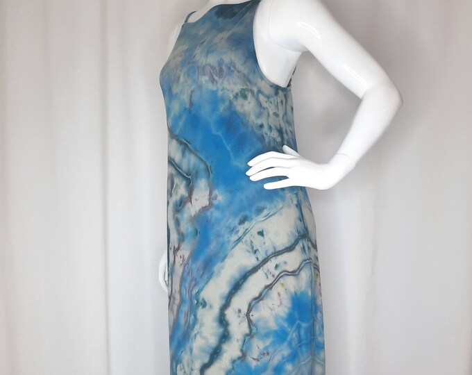 Size Large - Tie Dye Dress - High Neck Rib Knit Midi Dress