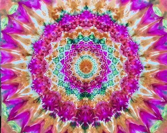 Tie Dye Tapestry - Approx 58" square - Mandala Ice Dye
