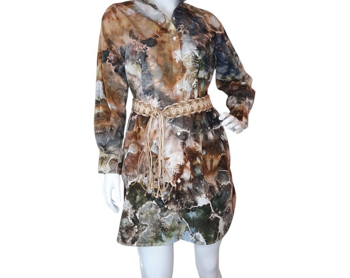 Size Small - Tie Dye Shirt Dress - Long Sleeves - with Pockets!